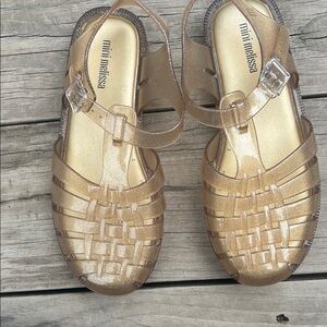 Mini Melissa Gold Woven Sandals